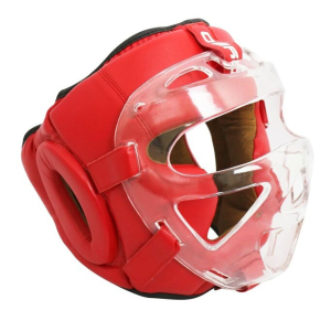 Шлем боксерский с пластиковым забралом BOYBO Flexy BP2006 красный р.M