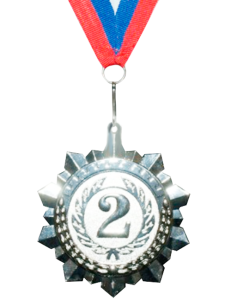 Медаль 5706-2 "Россия" 2место СЕРЕБРО, диаметр 7,5 см, длина ленты 44 см