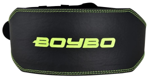 Пояс т/а BoyBo Premium BW650 черный/зеленый кожа 2XL