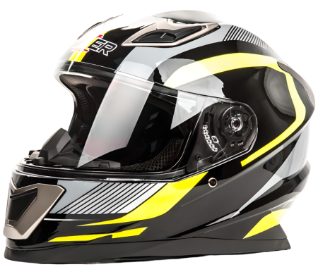 Шлем мото интеграл HIZER B562 (XL) черный/желтый (14610)