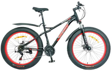 Велосипед MINGDI 26" FAT BIKE 731 (21ск., двухподвес) черный/красный