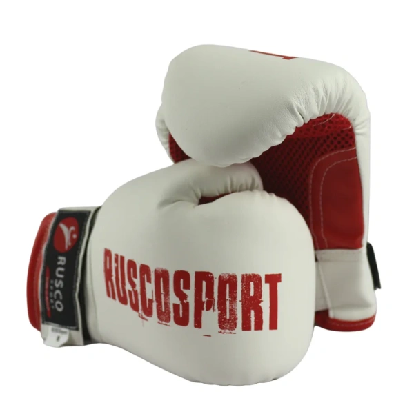 Перчатки боксерские RUSCOsport детские, кож.зам., 4 OZ, белый/красный